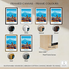 Santiago Wall Art Poster - Chile framed canvas float frame colour options: black, white, natural, brown, gold and silver