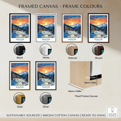 Whistler Print framed canvas float frame colour options: black, white, natural, brown, gold and silver