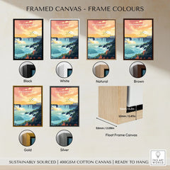 Niagara Falls Print framed canvas float frame colour options: black, white, natural, brown, gold and silver