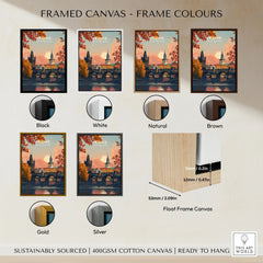 Prague Art Print framed canvas float frame colour options: black, white, natural, brown, gold and silver