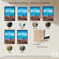 Santiago Travel Print - Chile Poster framed canvas float frame colour options: black, white, natural, brown, gold and silver