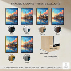 Toronto Poster framed canvas float frame colour options: black, white, natural, brown, gold and silver