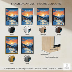 Whistler Poster framed canvas float frame colour options: black, white, natural, brown, gold and silver