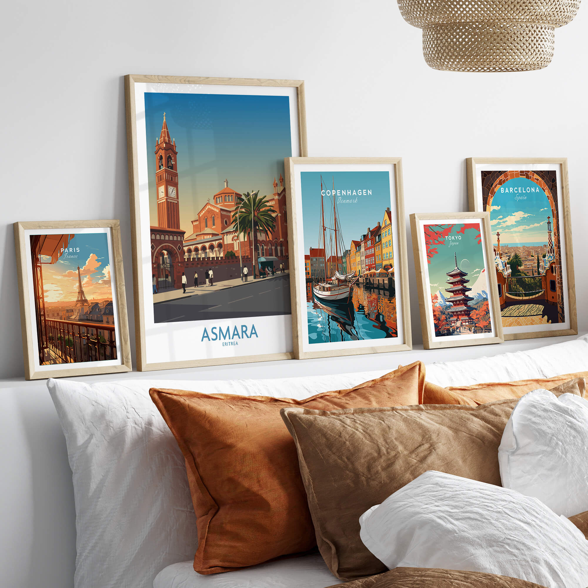 Asmara Eritrea Wall Art – Historic Architecture and City Street Decor Poster displayed in a stylish home setting.