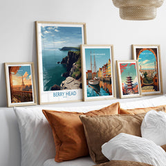 Berry Head Devon Wall Art – English Coast Print displayed on a stylish wall with other city art prints.