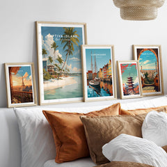 Captiva Island Florida Print – Coastal Palm Tree Art displayed in a stylish gallery wall with coastal theme.