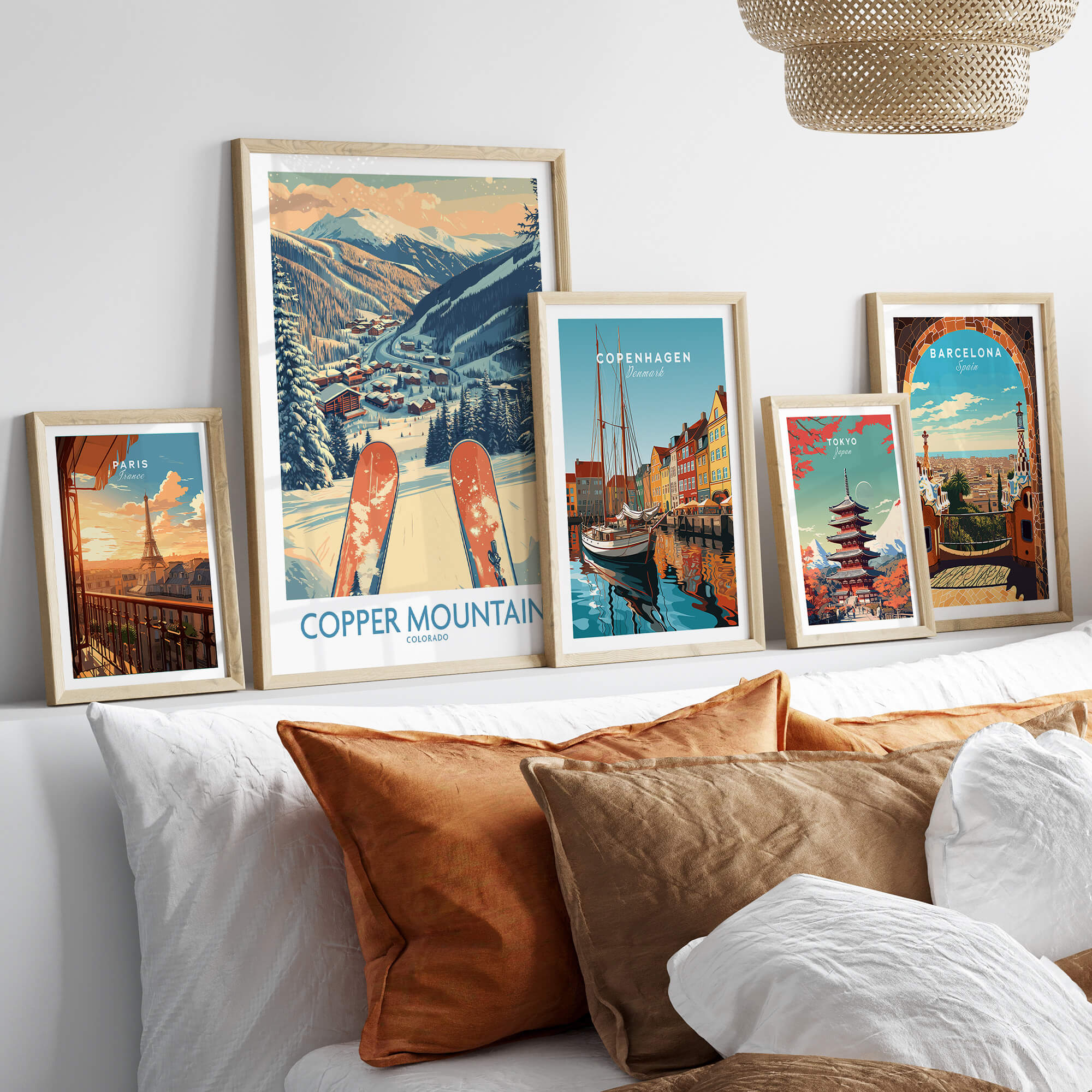 Copper Mountain Colorado Wall Art – Winter Mountain Ski Resort Wall Decor displayed on a stylish modern shelf.