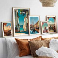 Costa Blanca Spain Print – Iconic White Village & Mediterranean Architecture Wall Decor in elegant framed display.