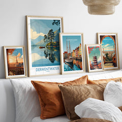Derwentwater Cumbria Wall Art – Canvas Print displayed on a stylish wall with other framed art prints.