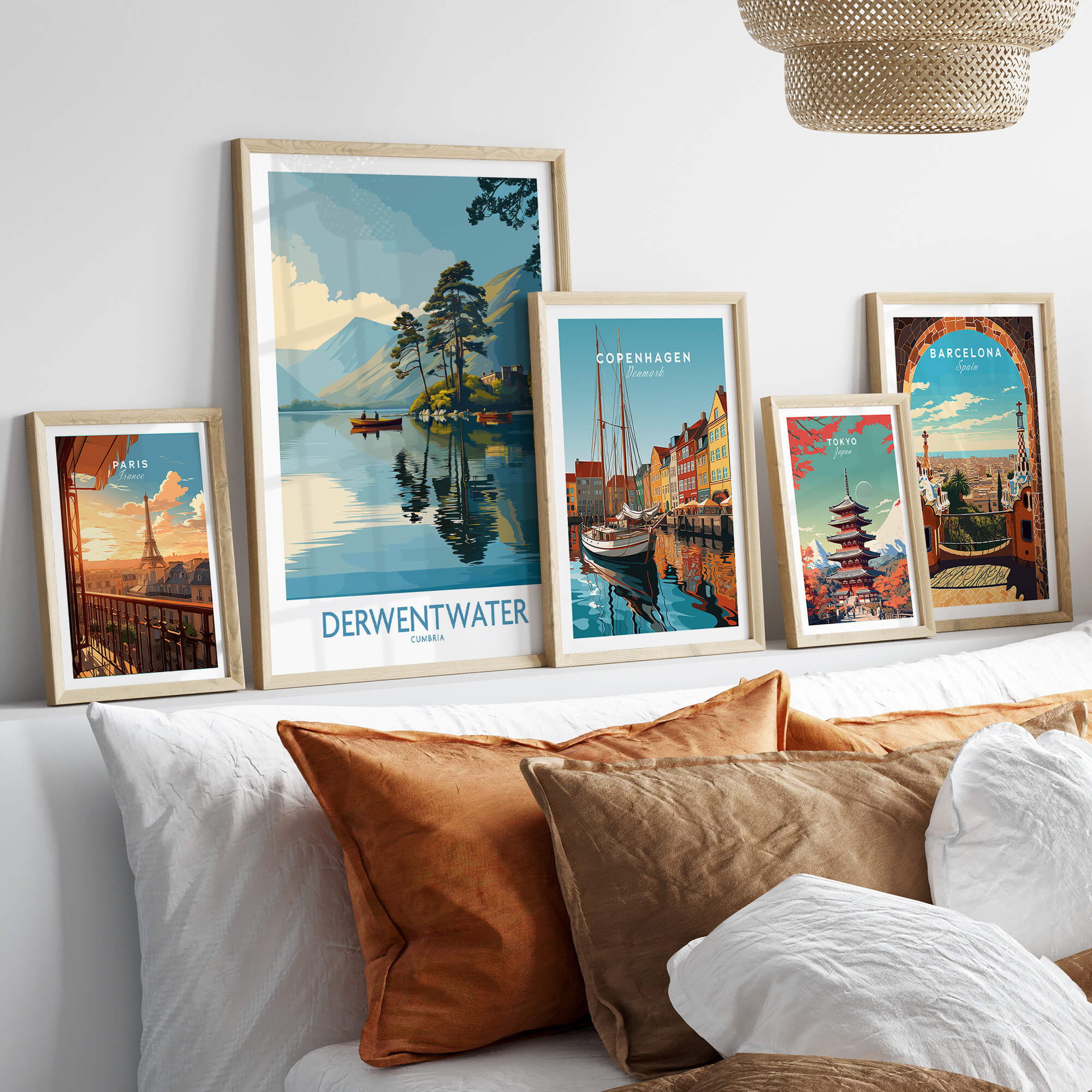 Derwentwater Cumbria Wall Art – Canvas Print displayed on a stylish wall with other framed art prints.