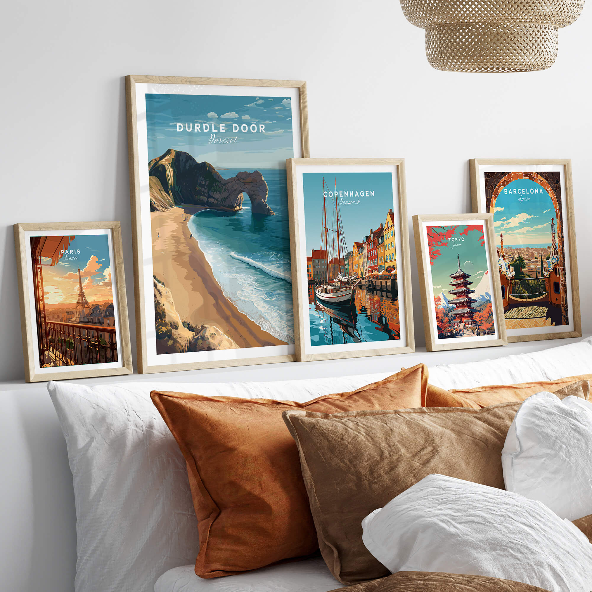 Durdle Door Poster – Jurassic Coast Wall Art displayed among other travel-themed wall art prints.
