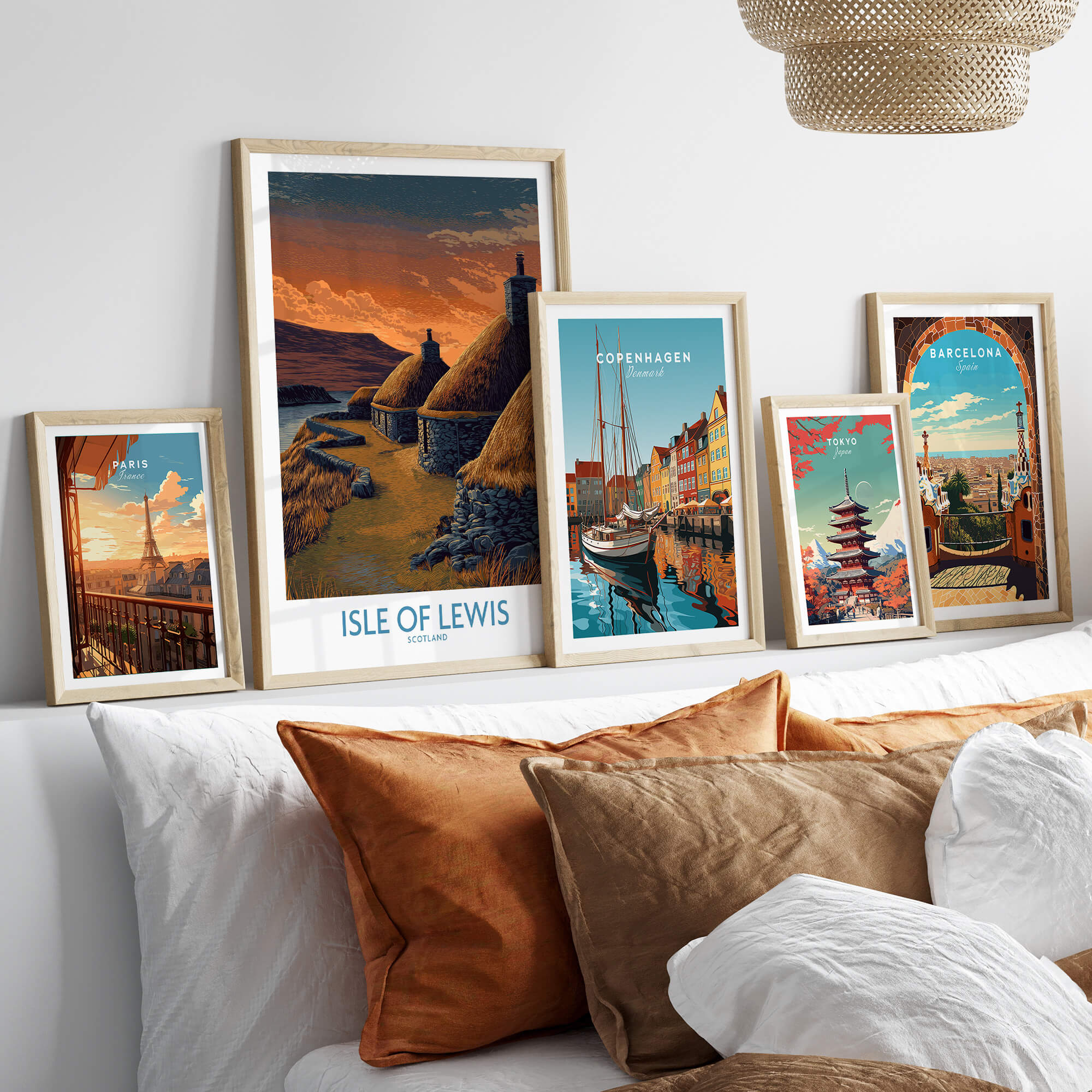 Isle of Lewis Scotland Canvas Print | Outer Hebrides Norse Mill Poster displayed in a stylish home interior with framed prints.