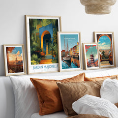 Jardim Majorelle Marrakesh Posters | Canvas Print displayed in stylish frames on a modern wall.