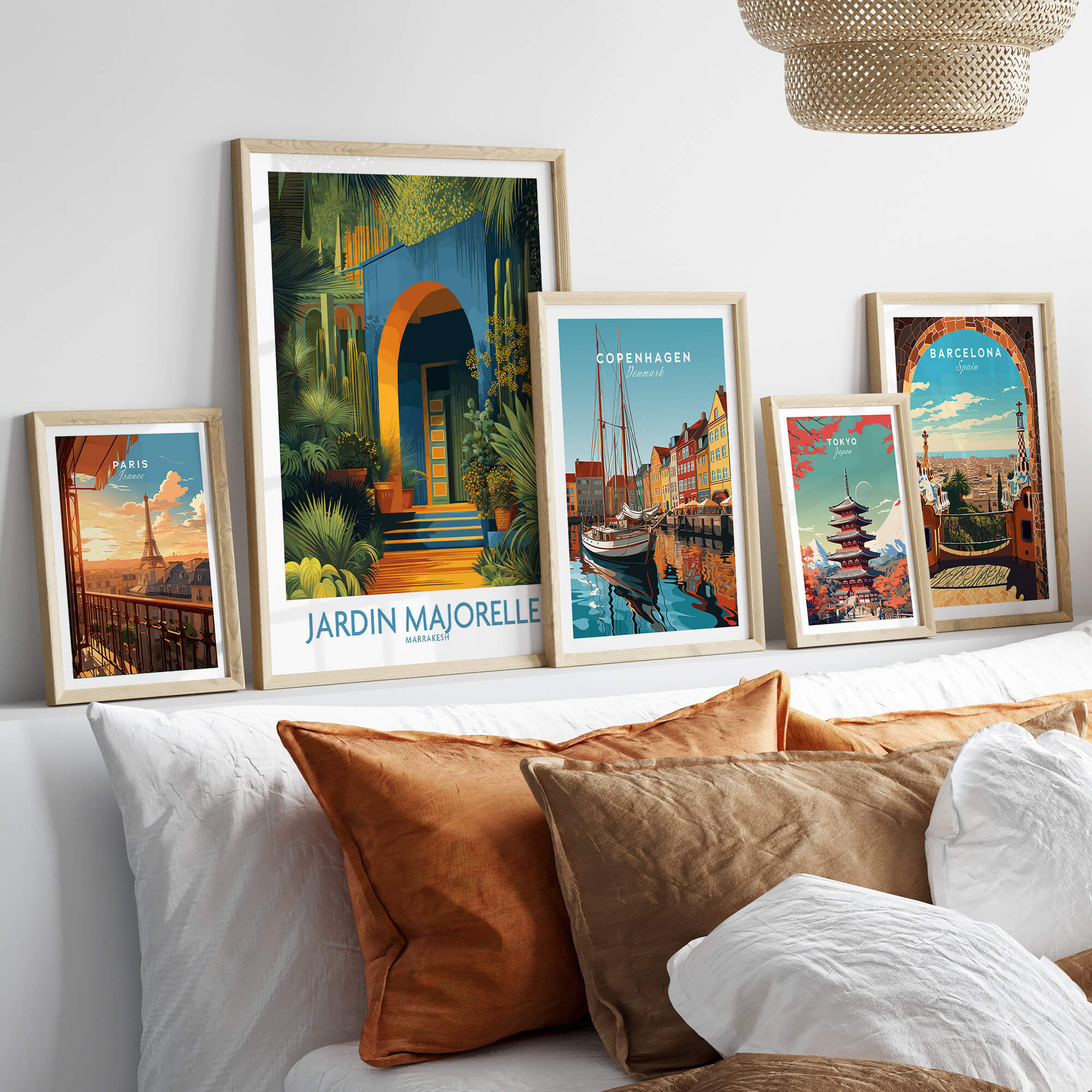 Jardim Majorelle Marrakesh Posters | Canvas Print displayed in stylish frames on a modern wall.