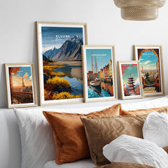 Kluane Travel Poster National Park Canada | Yukon Valley Wall Art Print displayed among other travel posters