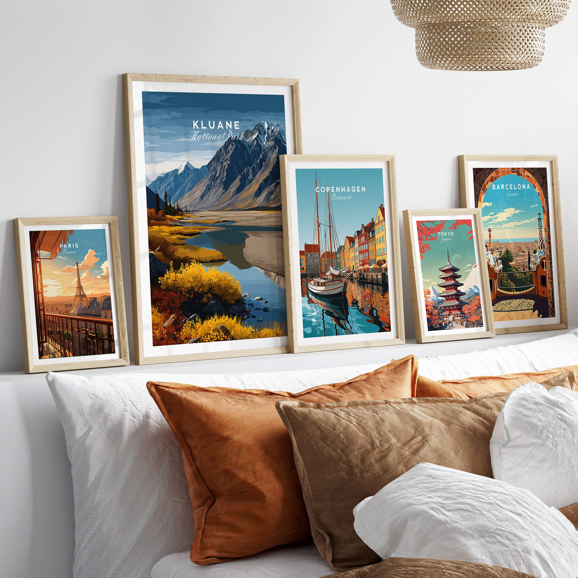 Kluane Travel Poster National Park Canada | Yukon Valley Wall Art Print displayed among other travel posters