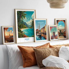 Maui Hawaii Poster | Exotic Island Paradise Shoreline Canvas Print displayed in a stylish home decor setting.