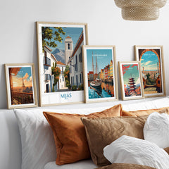 Mijas Spain Canvas Print | Historic Spanish Village Scene Poster displayed among other travel-themed art prints