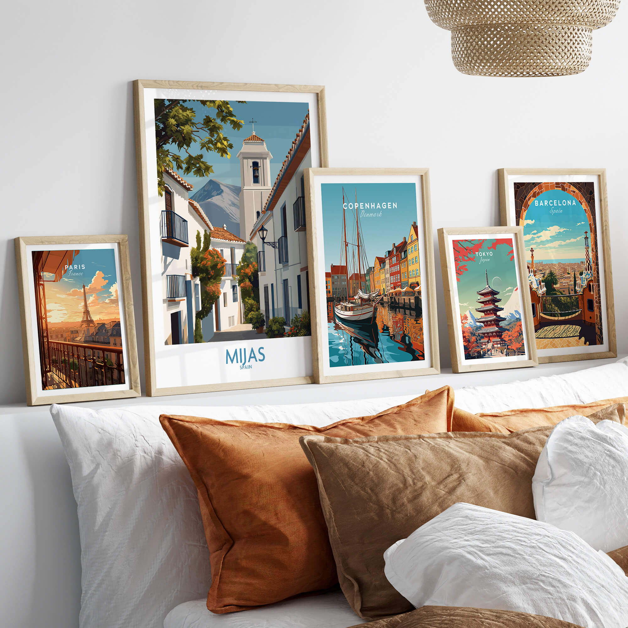 Mijas Spain Canvas Print | Historic Spanish Village Scene Poster displayed among other travel-themed art prints