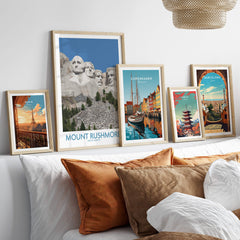 Mount Rushmore Poster | Black Hills National Memorial Canvas Print South Dakota displayed among other travel posters.