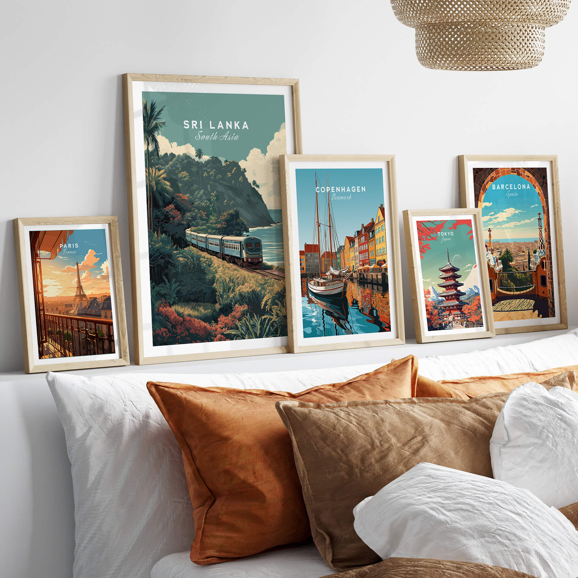 Sri Lanka Wall Art Print | Train Travel Poster displayed in a cozy interior with framed travel art.