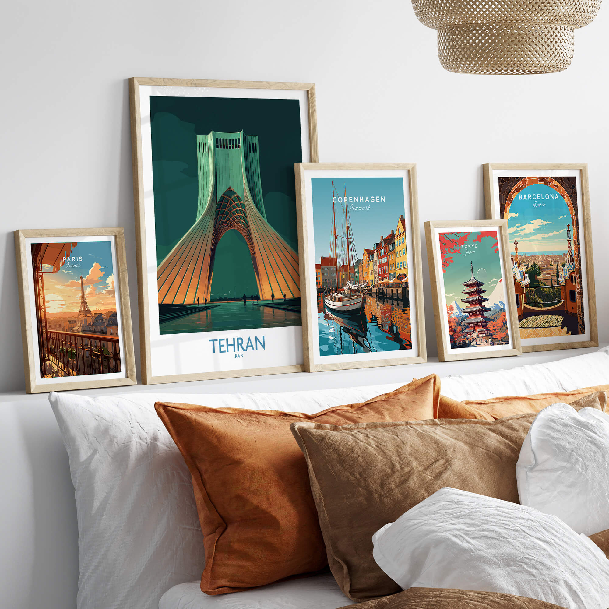 Tehran Iran Canvas Print | Iconic Persian Monument Cityscape Poster displayed among other cityscape art prints.
