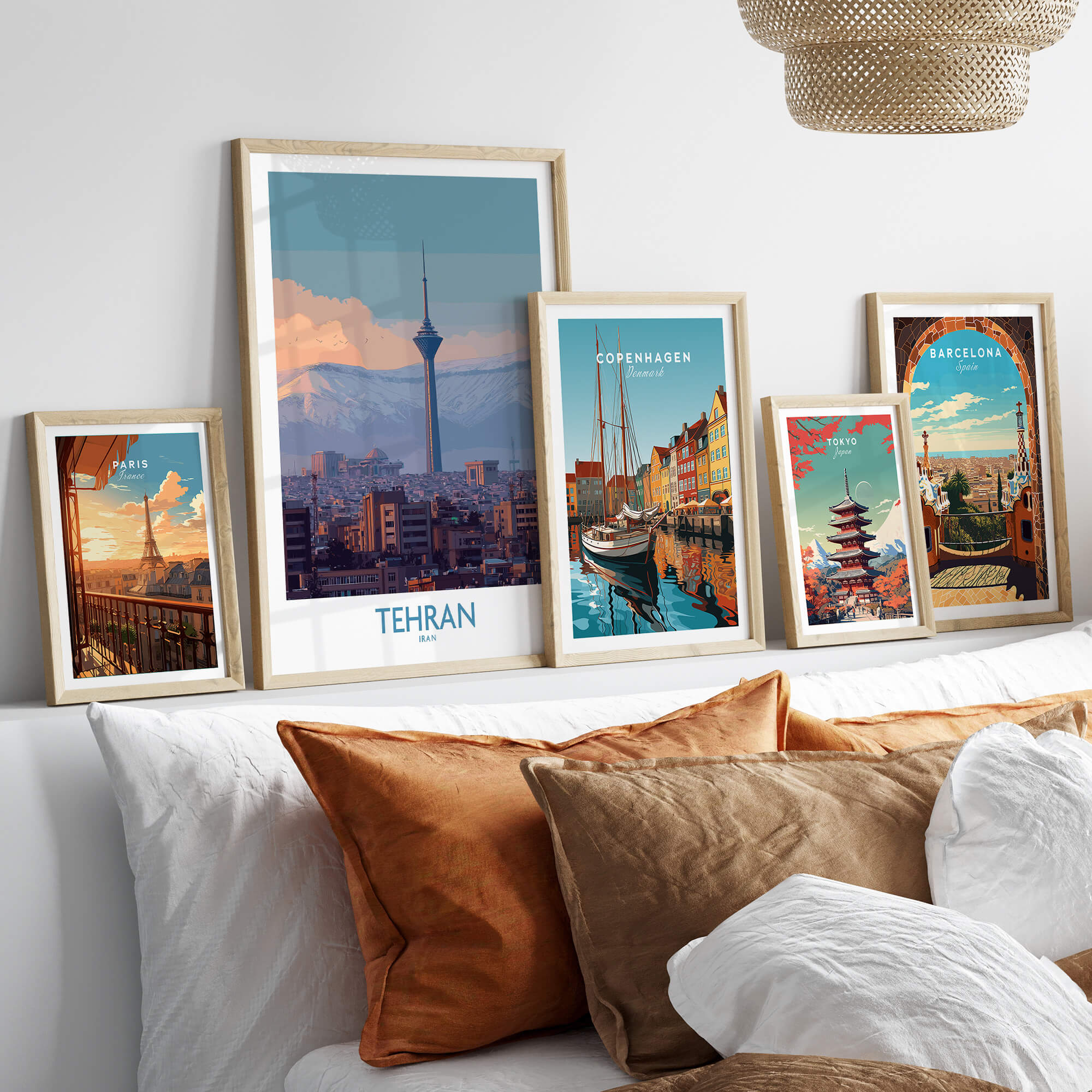 Tehran Iran Canvas Print | Evening City Landscape Poster displayed among other cityscape artworks.