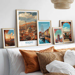 Kosovo Prizren Old Town Art Print | Historic Mosque View Poster displayed among other travel art prints