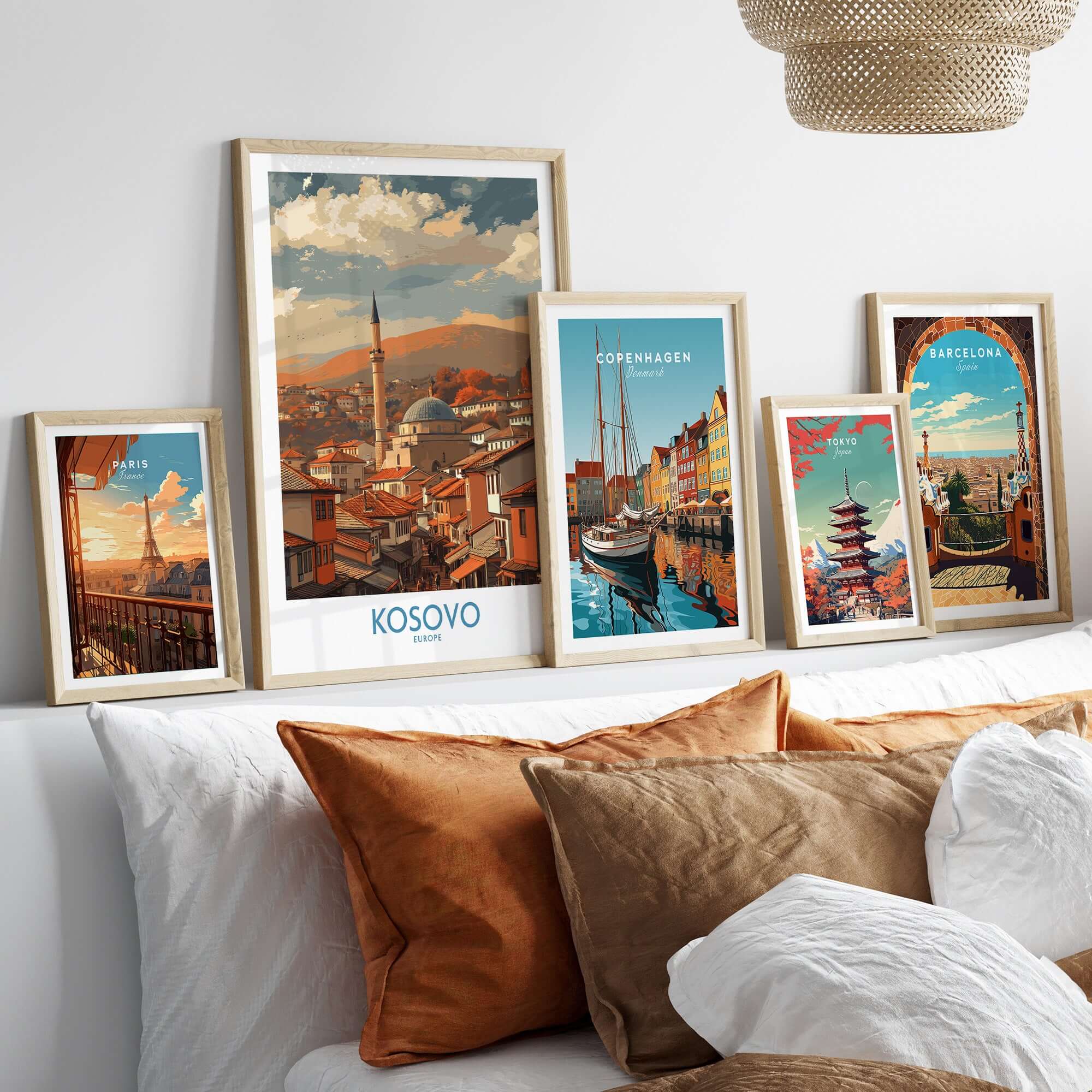 Kosovo Prizren Old Town Art Print | Historic Mosque View Poster displayed among other travel art prints