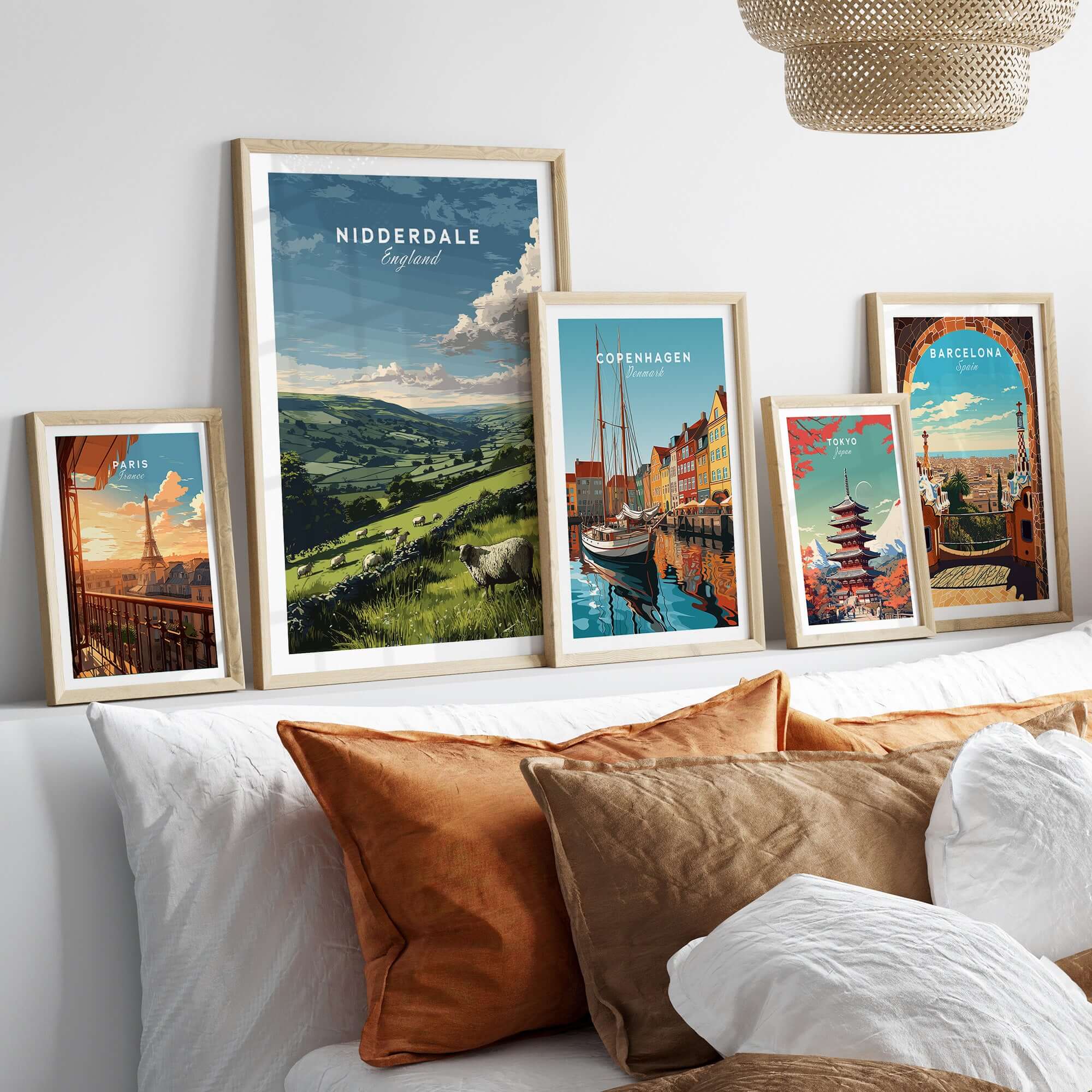 Nidderdale Canvas Print | English Countryside Decor displayed among other art pieces in a stylish home setting.