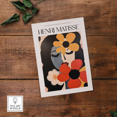 Matisse Art Prints - Woman with Flowers Abstract Art Print showcasing a colorful abstract portrait with floral elements.
