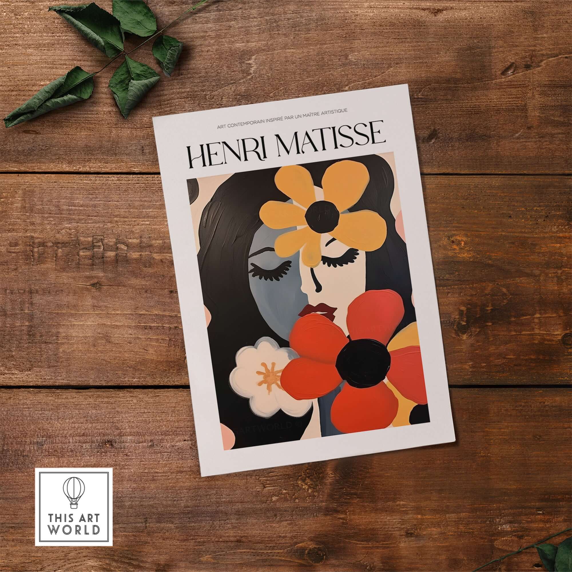 Matisse Art Prints - Woman with Flowers Abstract Art Print showcasing a colorful abstract portrait with floral elements.