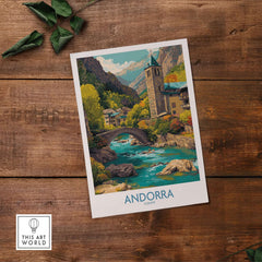 Andorra Art Print | Pyrenees Mountain Travel Poster showcasing a scenic Andorran landscape with vibrant colors.
