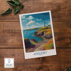 Anglesey Wales Ocean View Travel Poster - Welsh Seaside Decor showcasing stunning coastal scenery.