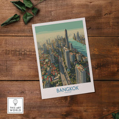 Bangkok Thailand Modern City View Wall Art - Cityscape Poster featuring a vibrant cityscape of Bangkok.