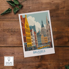 Brussels Wall Art - Belgium Historic Buildings Print showcasing colorful historic architecture of Brussels.