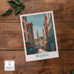 Brussels Belgium Wall Art - European Capital Print showcasing vibrant streets and architecture of Brussels.
