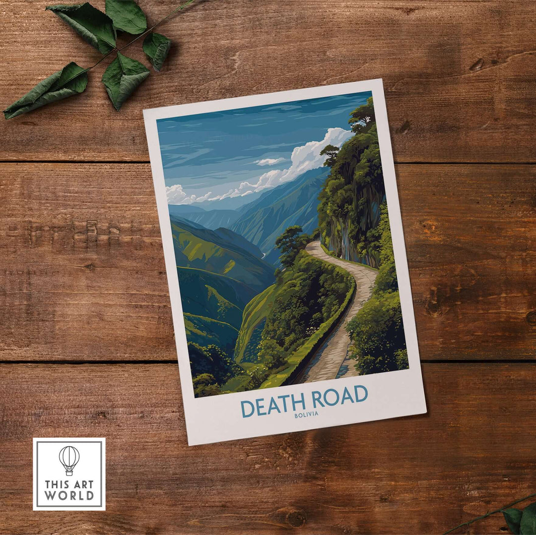 Death Road Bolivia Art Print | Yungas Road Poster showcasing the stunning landscape of Bolivia's famous Death Road.