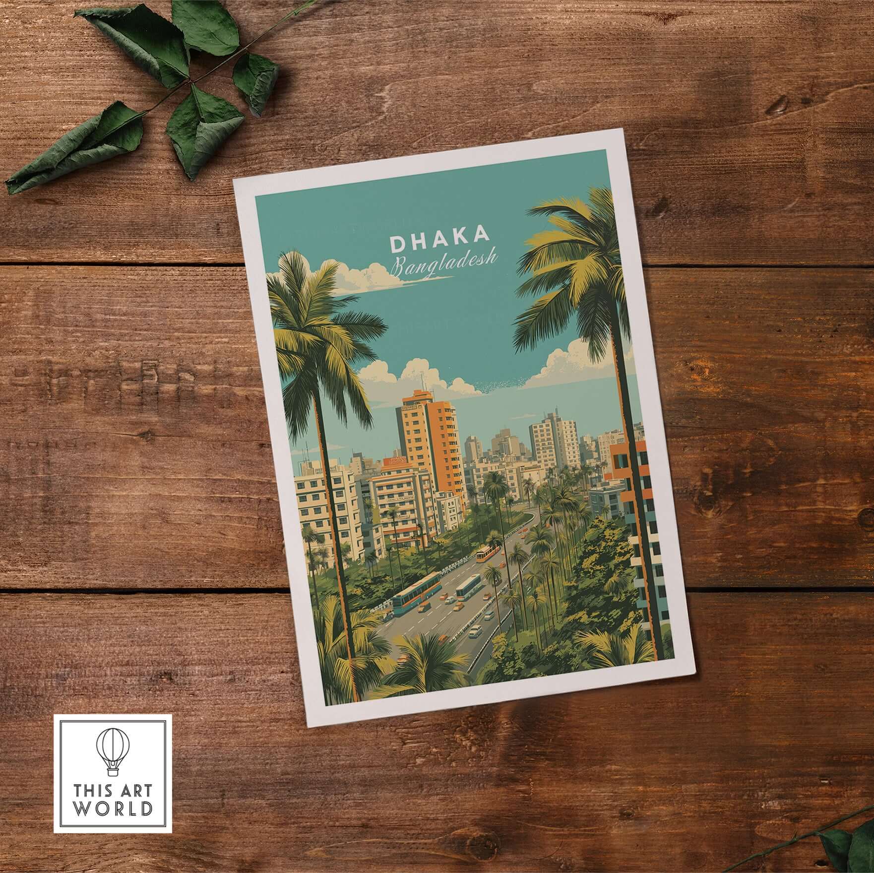 Dhaka Bangladesh Poster - Modern City Landscape Print showcasing urban skyline and greenery.