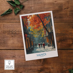 Hanoi Wall Art Vietnam Old Quarter - Traditional Vietnamese Life showcasing vibrant autumn streets.