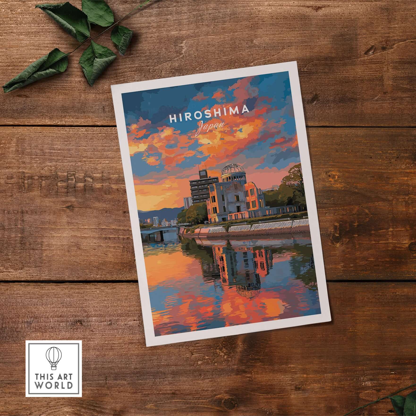 Hiroshima Japan Sunset Poster - Vibrant Sky Wall Art showcasing a breathtaking sunset over Hiroshima's skyline.