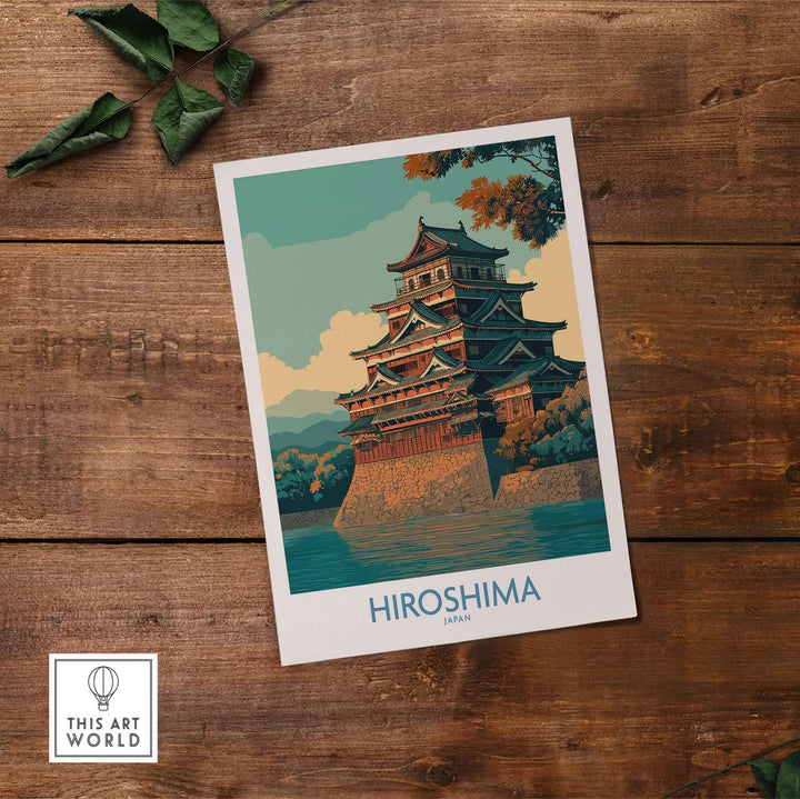 Hiroshima Japan wall art featuring traditional architecture, perfect for adding cultural elegance to home decor.