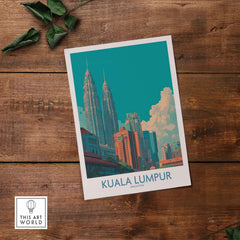 Kuala Lumpur Malaysia Urban Cityscape Poster - Malaysian Capital Art Print featuring iconic skyscrapers.