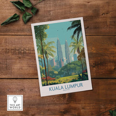 Kuala Lumpur Malaysia Green City Skyline Poster - Malaysian Urban Landscape featuring lush greenery and iconic skyline.