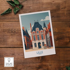 Lille France Poster - Charming European City Scene showcasing classic architecture and vibrant streets.