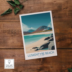 Luskentyre Beach Isle of Harris Wall Art Turquoise Water Seascape Poster - Hebridean Travel Print