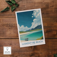 Luskentyre Beach Isle of Harris Wall Art - Remote Island Travel Print showcasing serene coastal scenery.