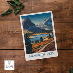 Mammoth Lakes California Wall Art - Eastern Sierra Travel Print showcasing scenic mountains and lakes.