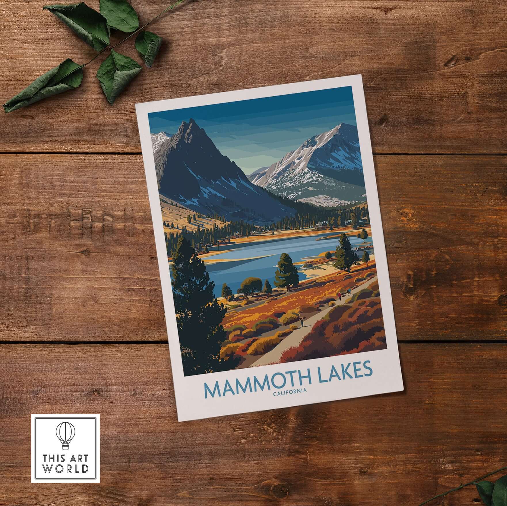 Mammoth Lakes California Wall Art - Eastern Sierra Travel Print showcasing scenic mountains and lakes.