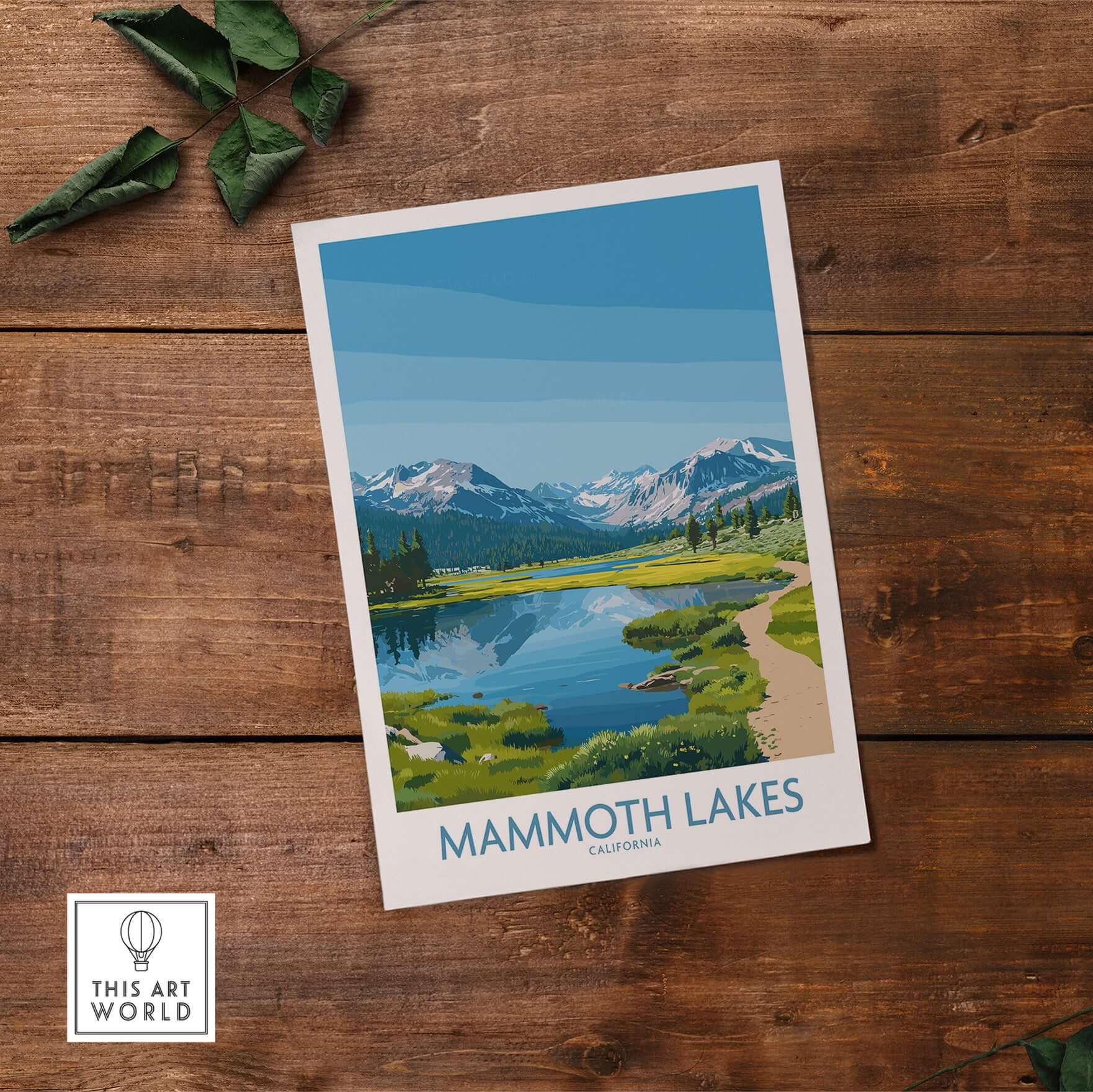 Mammoth Lakes Wall Art California Travel Print showcasing serene mountains and lakes in a beautiful landscape.